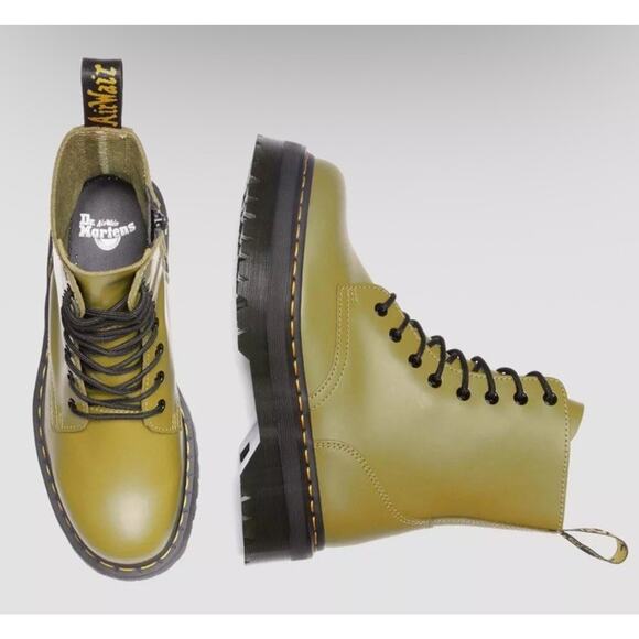 DR . MARTENS JADON BOOT SMOOTH LEATHER PLATFORMS ANTIQUE OLIVE 8 L/ 7 M - Picture 7 of 9